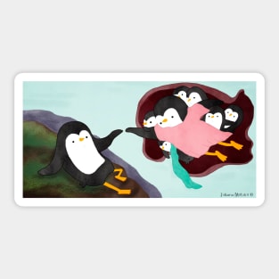 The Creation of Adam Penguin Sticker